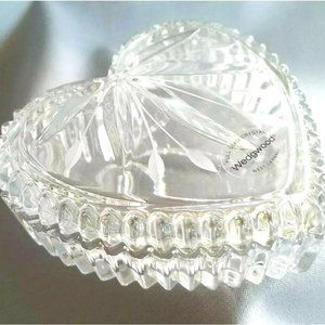 Vintage Wedgewood Lead Crystal Heart Trinket Box West Germany Signed 4.5"
